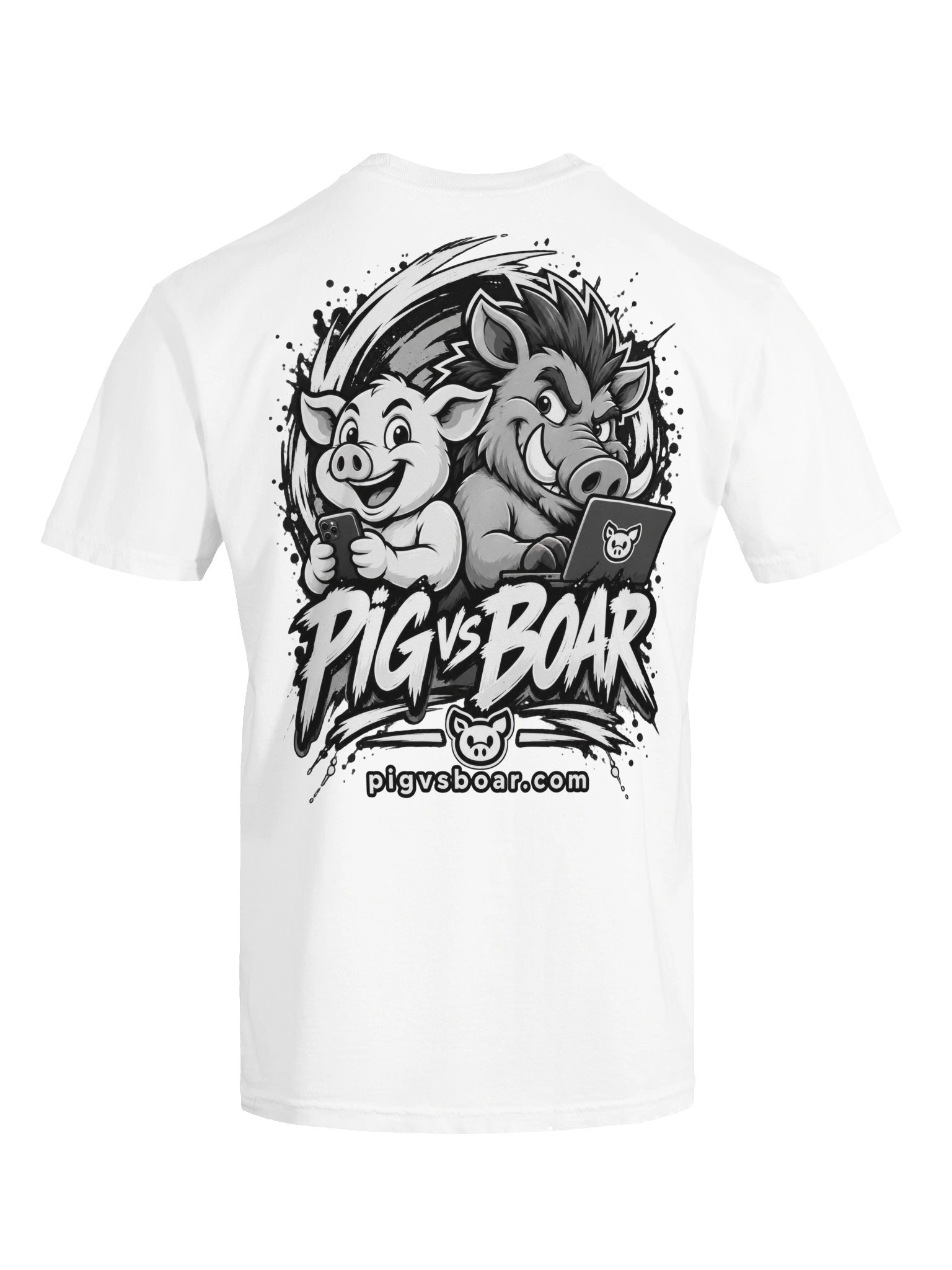 Pig vs Boar Showdown Adult Tee - Black product image (11)