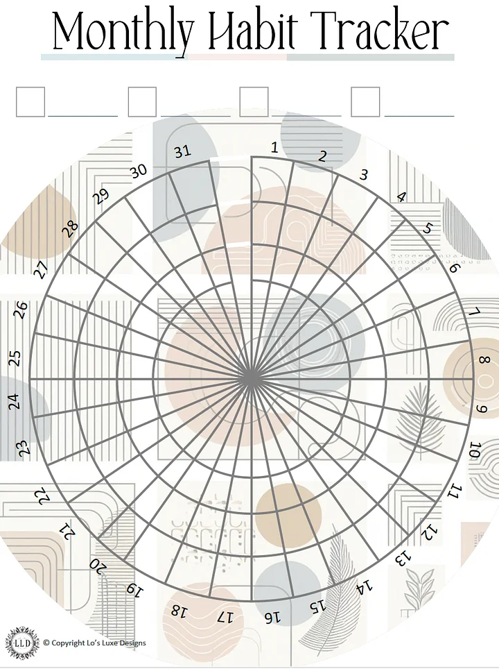 Monthly Habit Tracker - Circle Geo - 8.5x11 Printable product image (1)