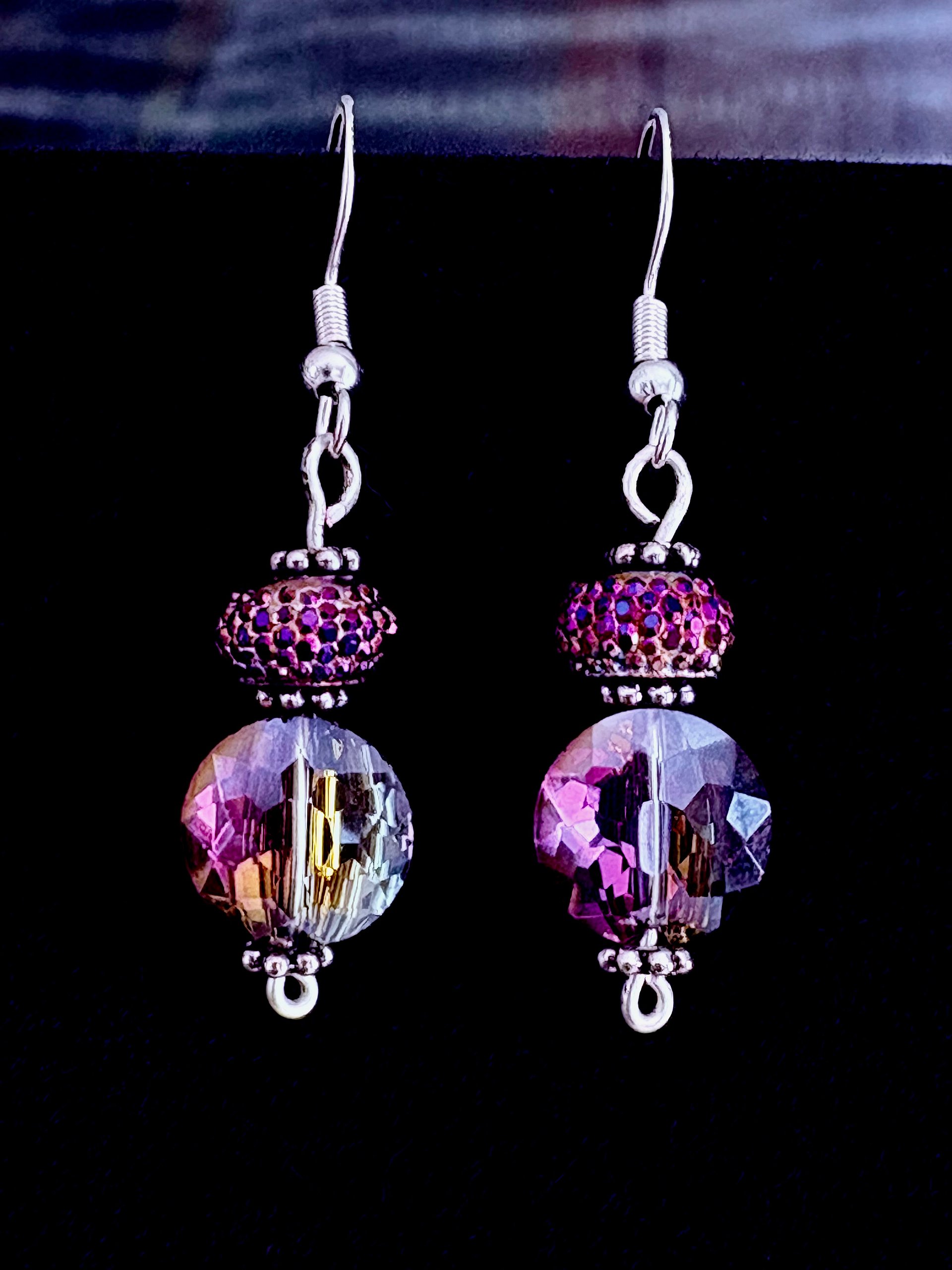 MFD-00255 | Aurora Nights | Amythyst-Esque Earrings | Stainless Steel Chain & Sterling Silver Hooks | Handmade Jewelry by Monique Faella Designs™ product image (1)