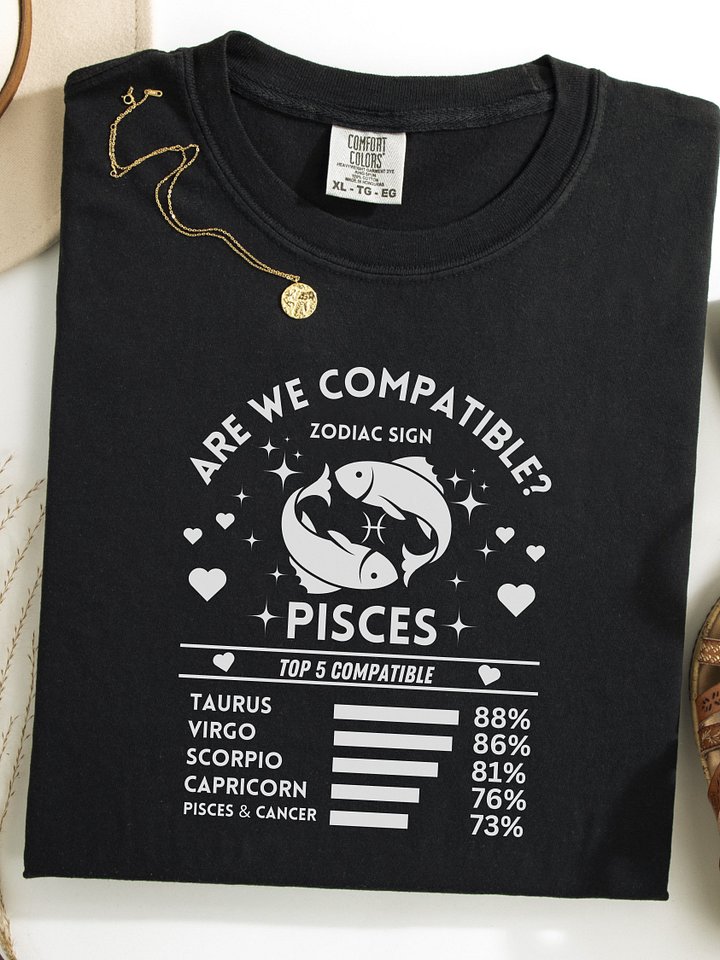Pisces Zodiac Sign Romantic Compatibility T-Shirt - Dark Comfort Colors 1717 product image (1)