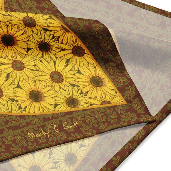 “Pure Helianthus Sunflower” Bandana in Red and Green product image (2)