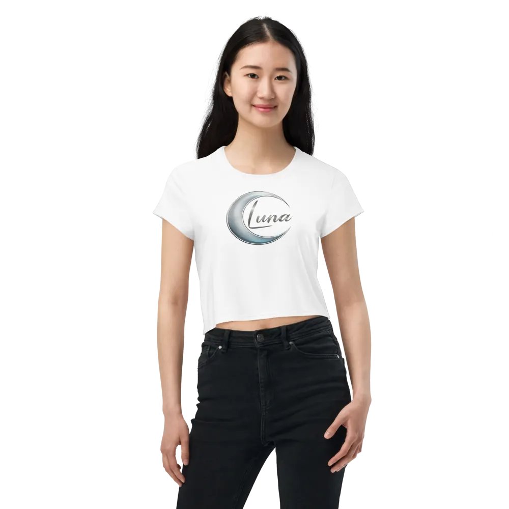 Luna Women's Crop Top - Stylish White Crescent Moon Design product image (7)