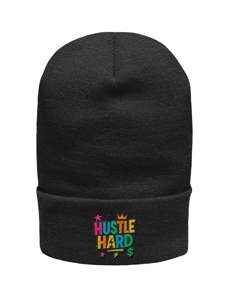 “Hustle Hard” Neon Graffiti Beanie – Street Energy Edition product image (1)