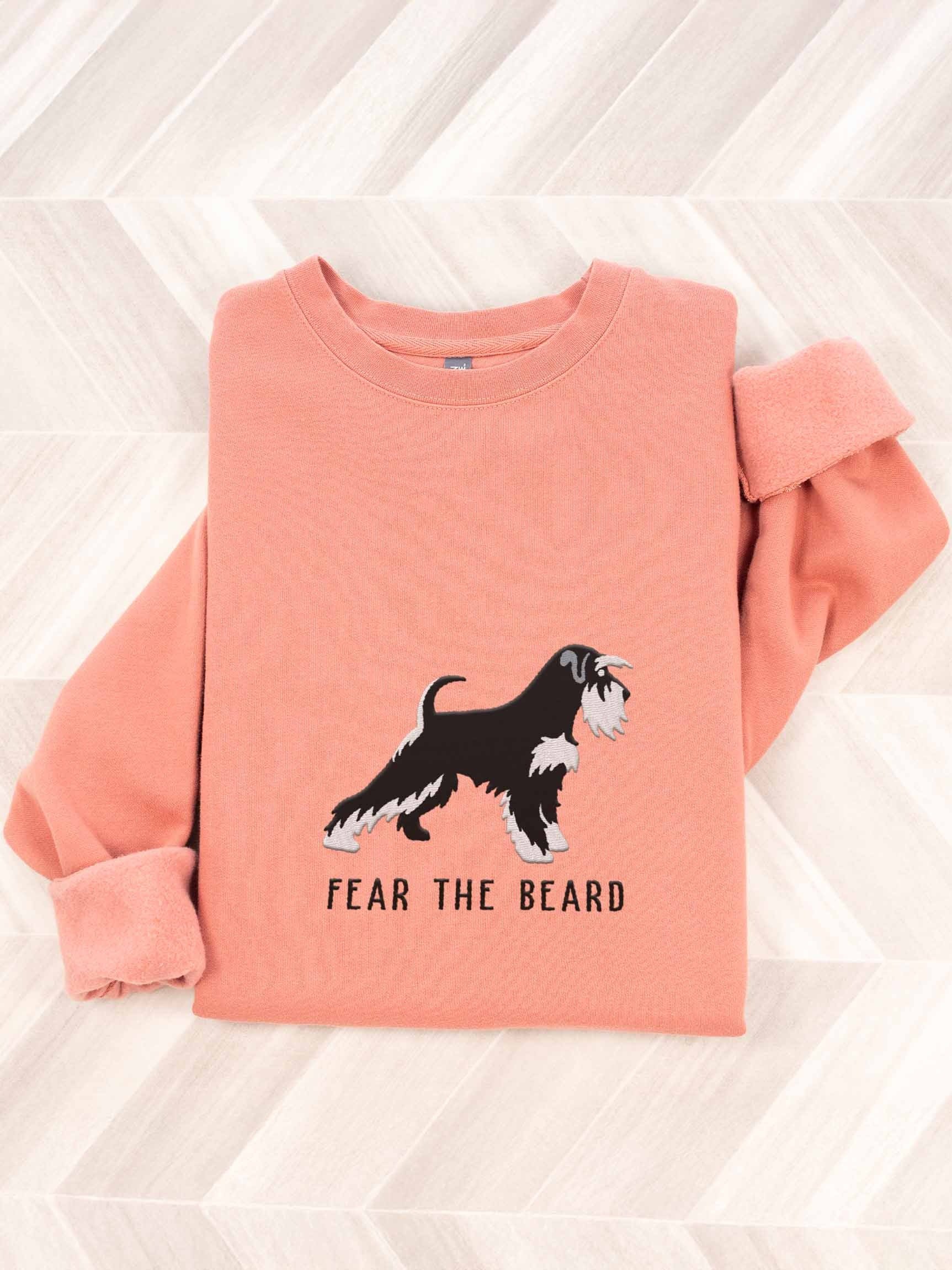 Fear the Beard Sweatshirt (Embroidered) of a Miniature Schnauzer(Black & Silver) product image (1)