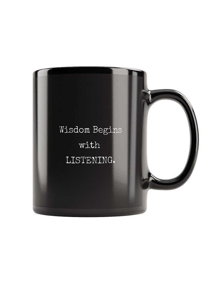 Wisdom Begins with Listening Black Mug product image (1)