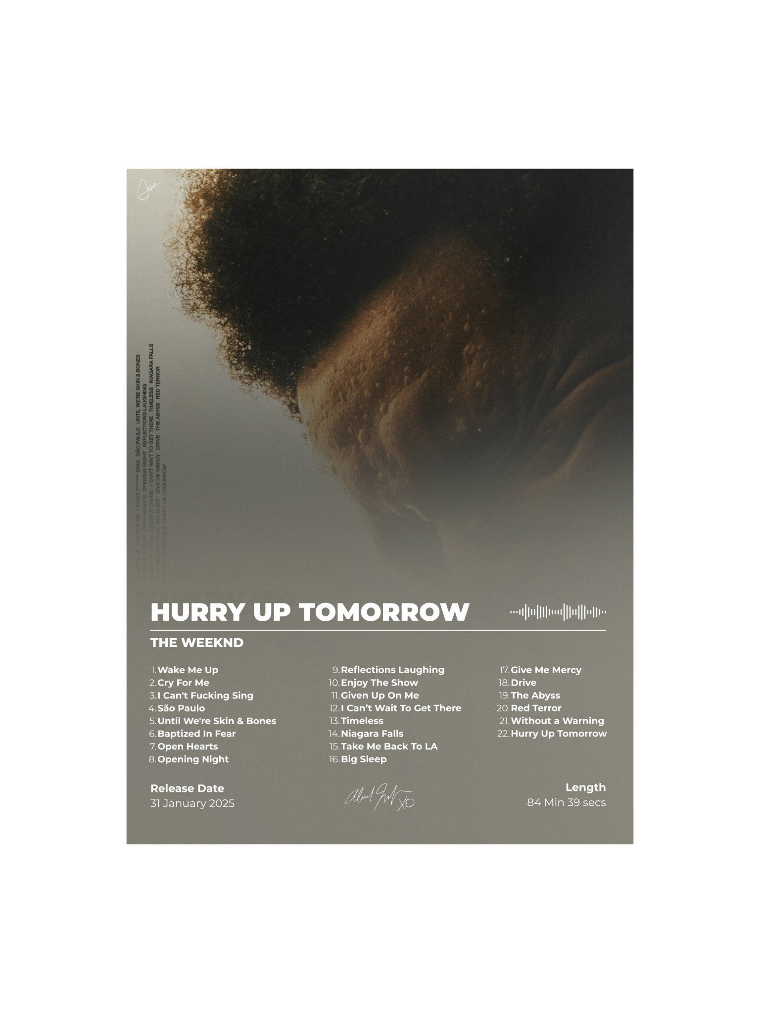 The Weeknd Hurry Up Tomorrow Tracklist Poster product image (1)