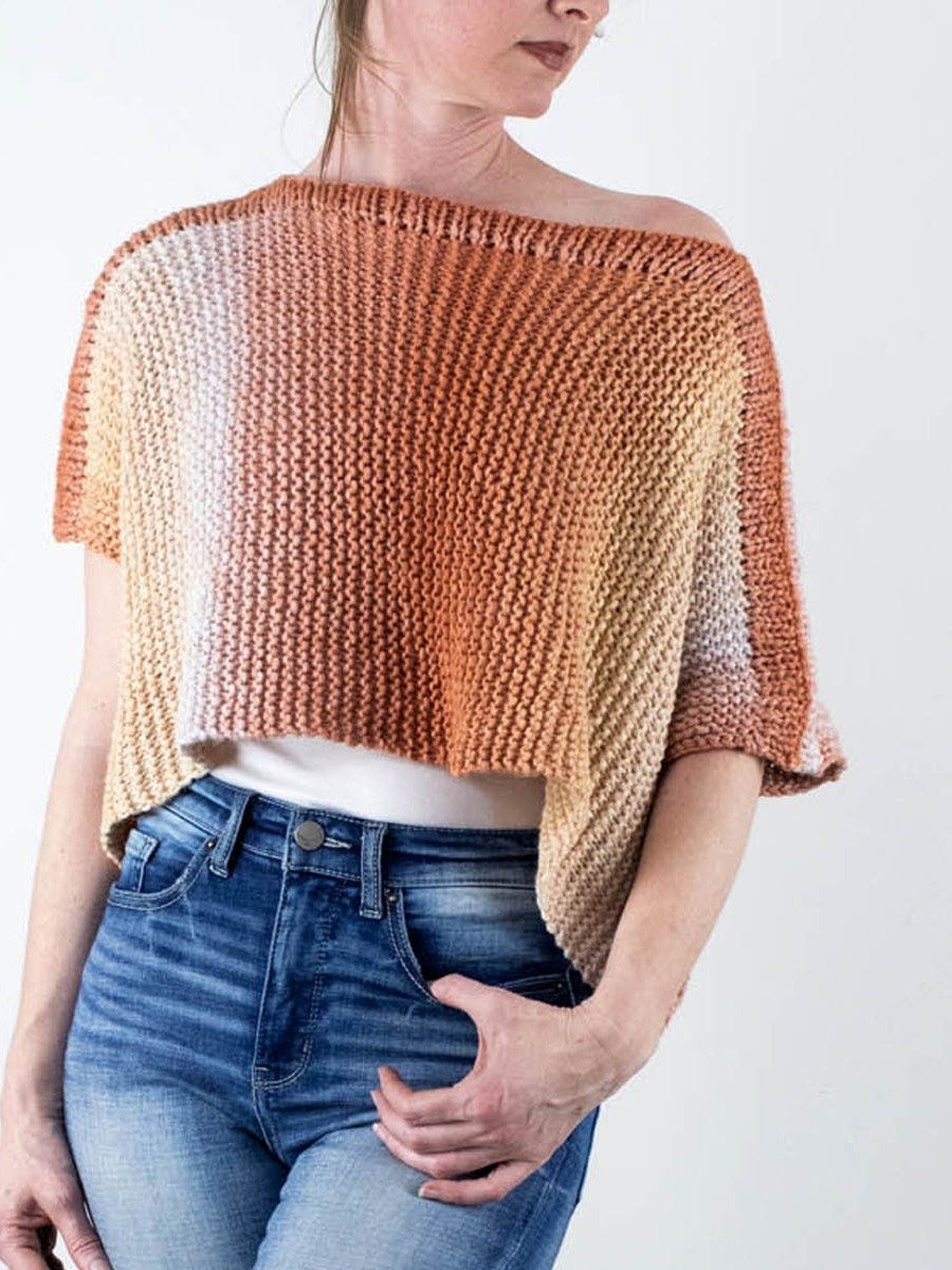 Easy Poncho Knitting Pattern - Hazy Sunrise product image (4)