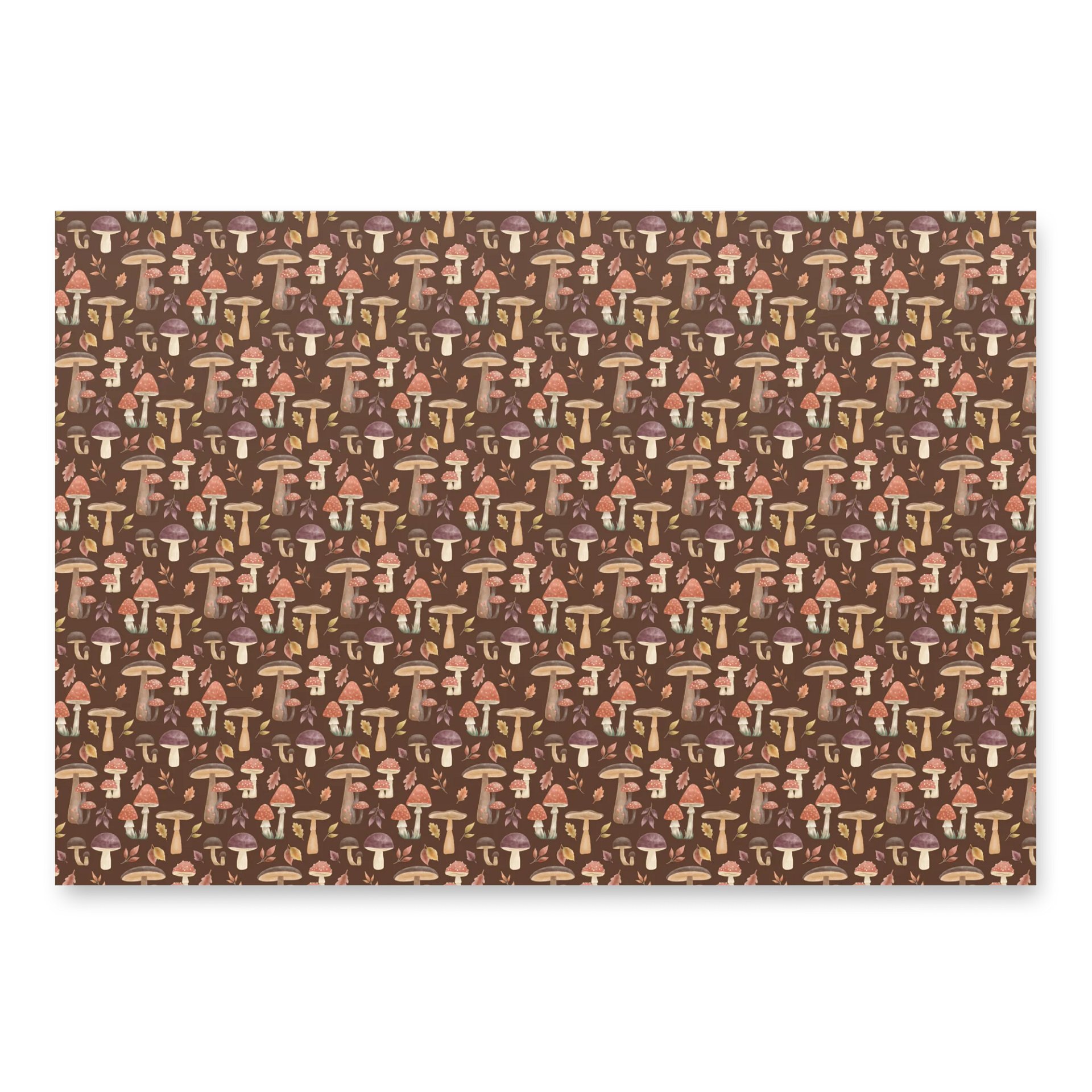 The mushroom haven wrapping paper set (3). Autumn mushroom design on green, brown & beige backgrounds product image (5)