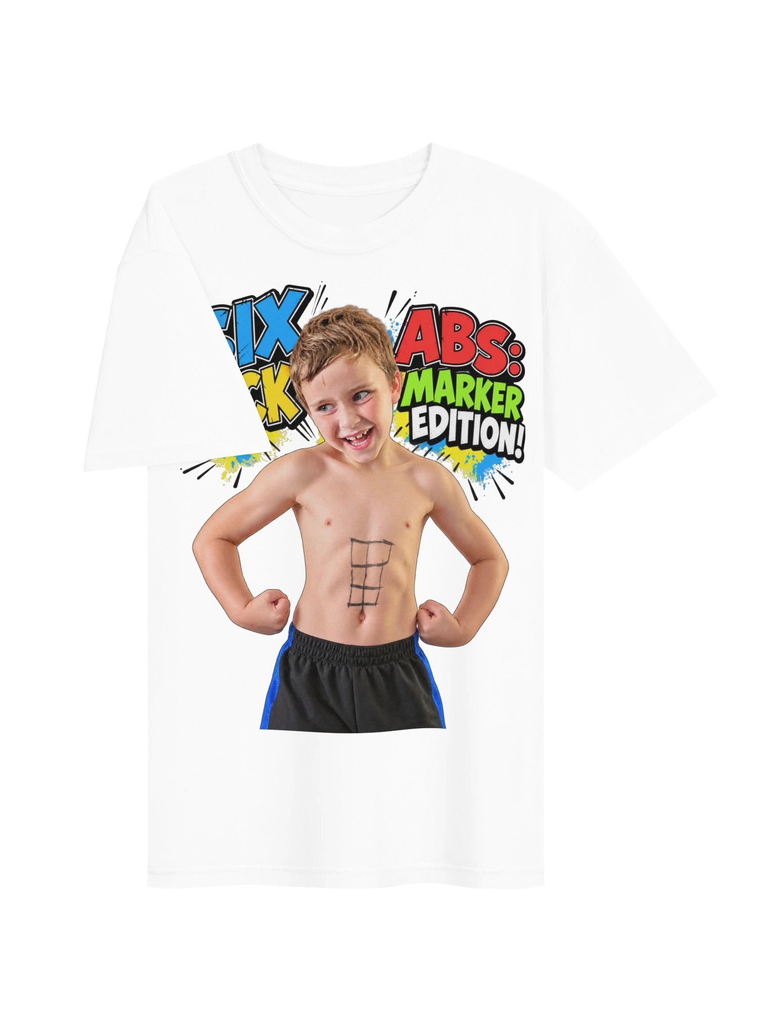 6 Pack Abs Black Marker Edition Heavy Weight T-Shirt product image (3)