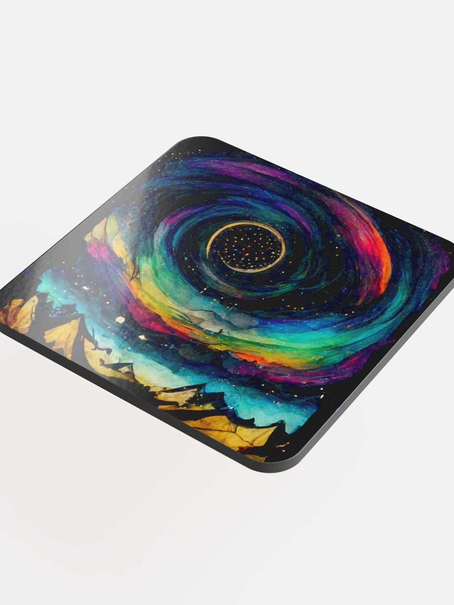 Cosmic Mountain Glossed Cork Coaster product image (4)