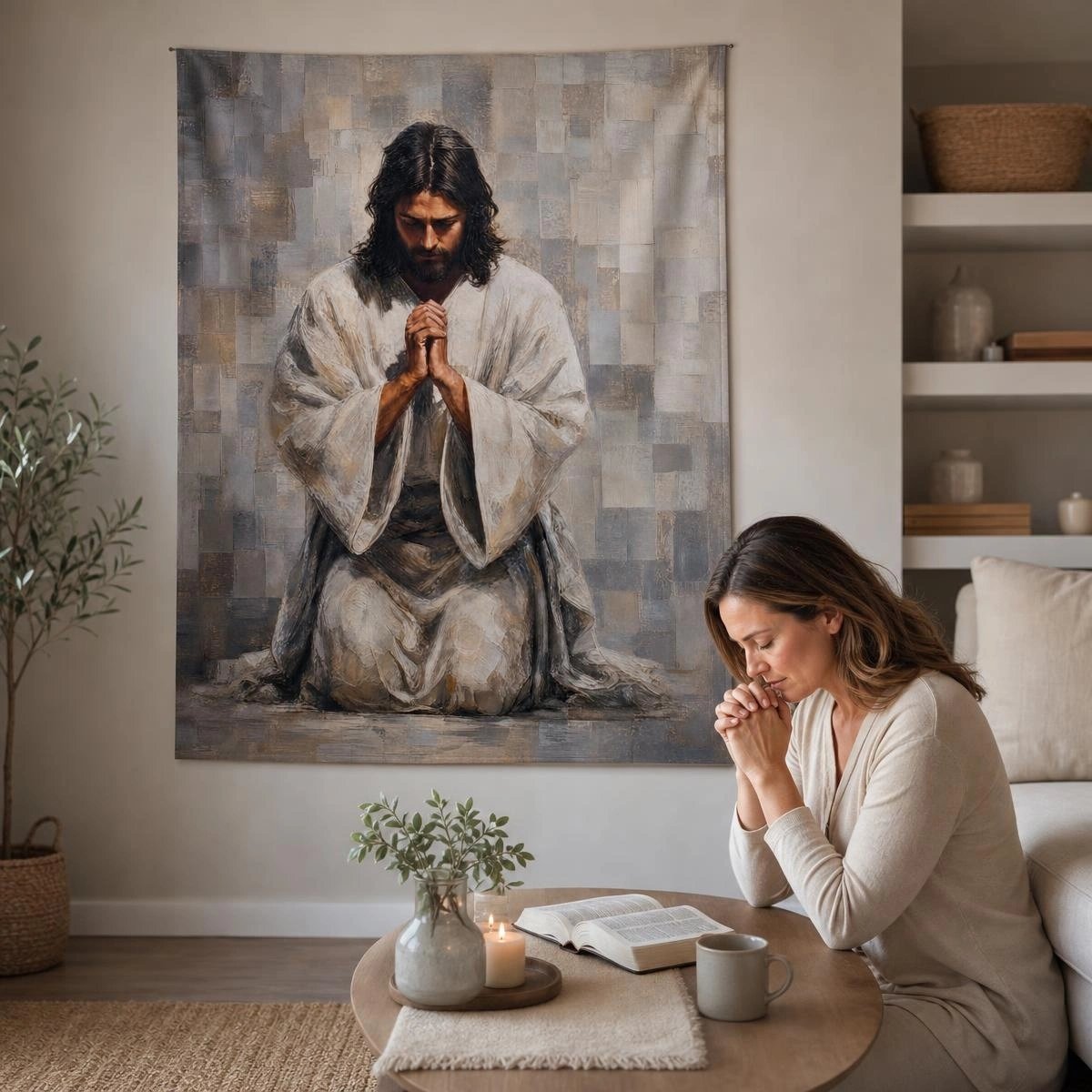 The Art of Prayer: Christ Jesus Sacred Wall Tapestry product image (2)