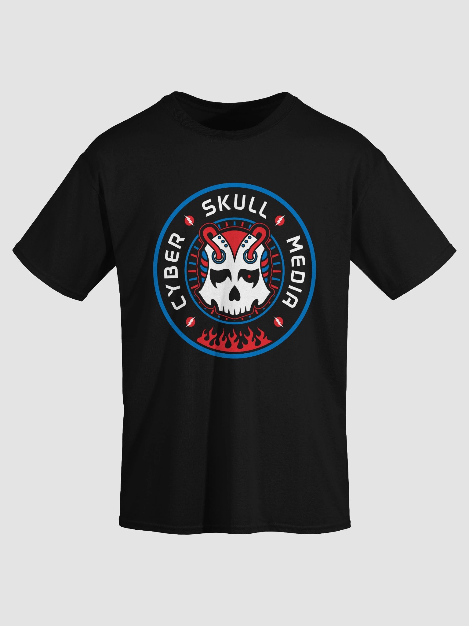 Red, White, & Blue Cyber Skull Media Logo Tee (Basic) product image (3)