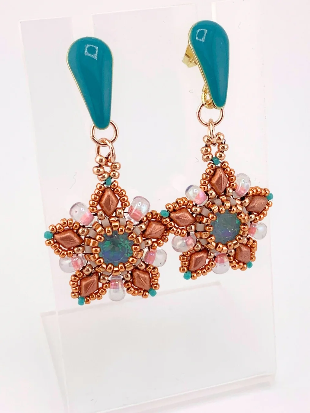 Surf Star Beaded Crystal Earrings on Enamel Posts product image (3)