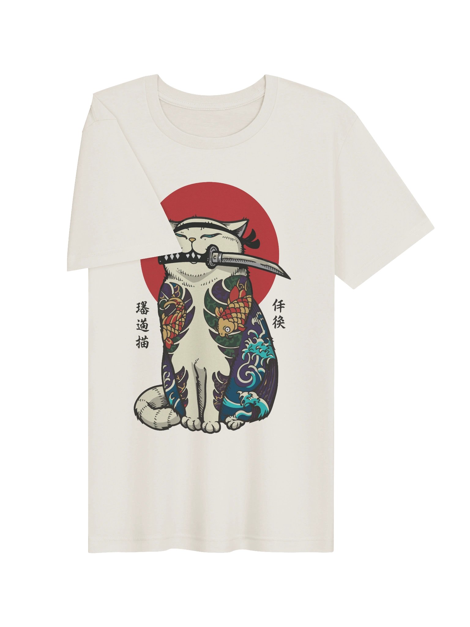 Yakuza Cat Samurai T-Shirt – Japanese Tattoo Style Warrior Cat Tee for Cat Lovers product image (5)