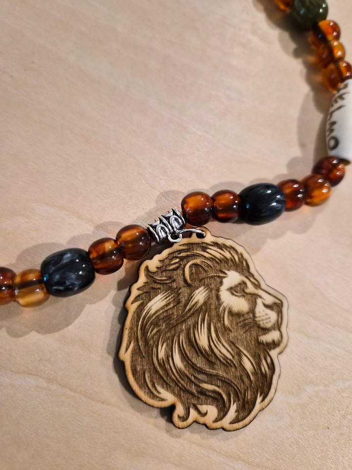 Beaded Lion Pendant Necklace product image (1)