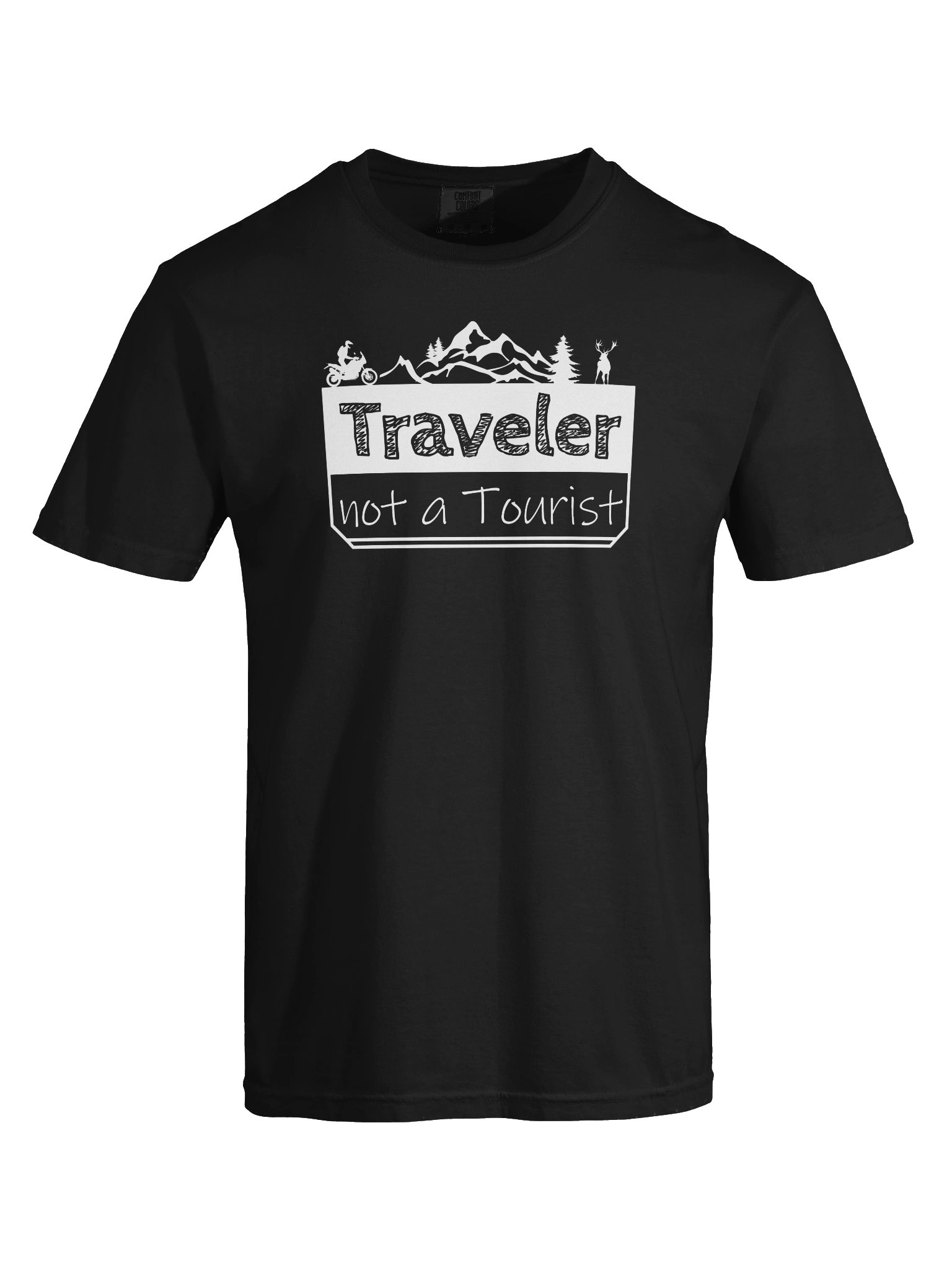 Traveler not a Tourist (white) | Adventure Motorcycle T-Shirt product image (9)