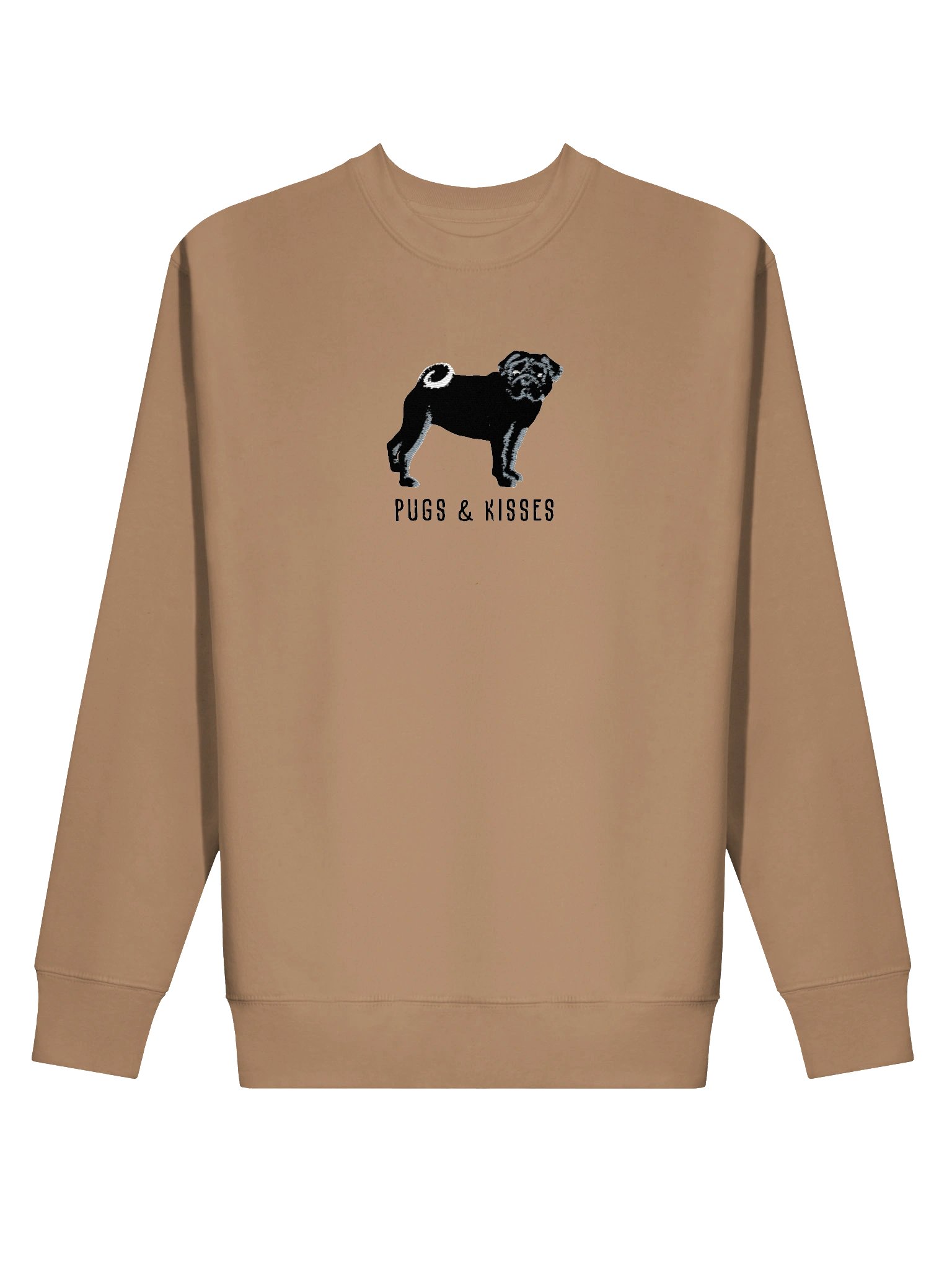 Pugs and Kisses Sweatshirt (Embroidered) of a Pug(Black) product image (2)