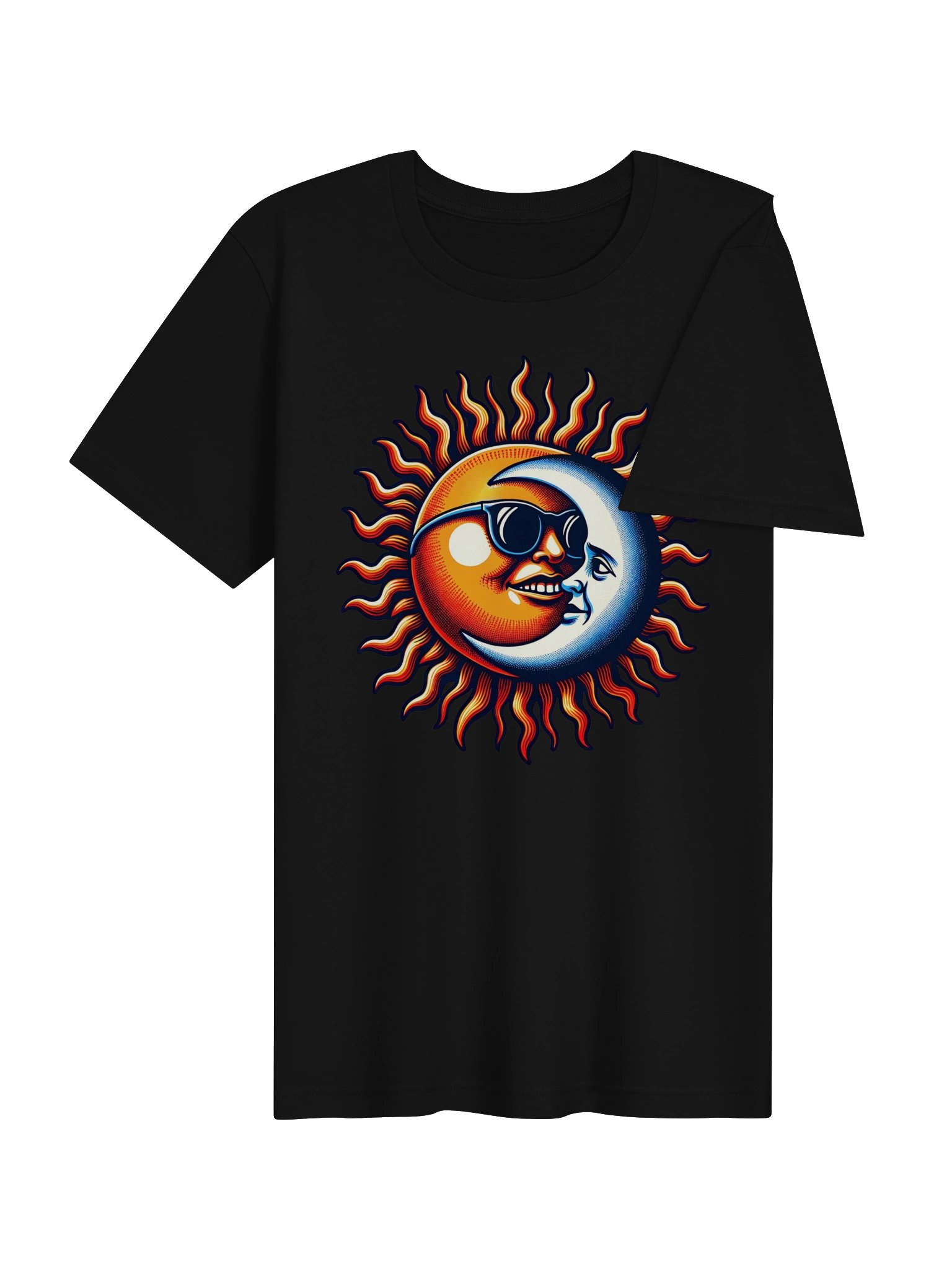 🌞 Sun and Moon Retro Fusion T-Shirt – Cool Cosmic Design with Shades | Groovy Celestial Yin-Yang Tee product image (12)