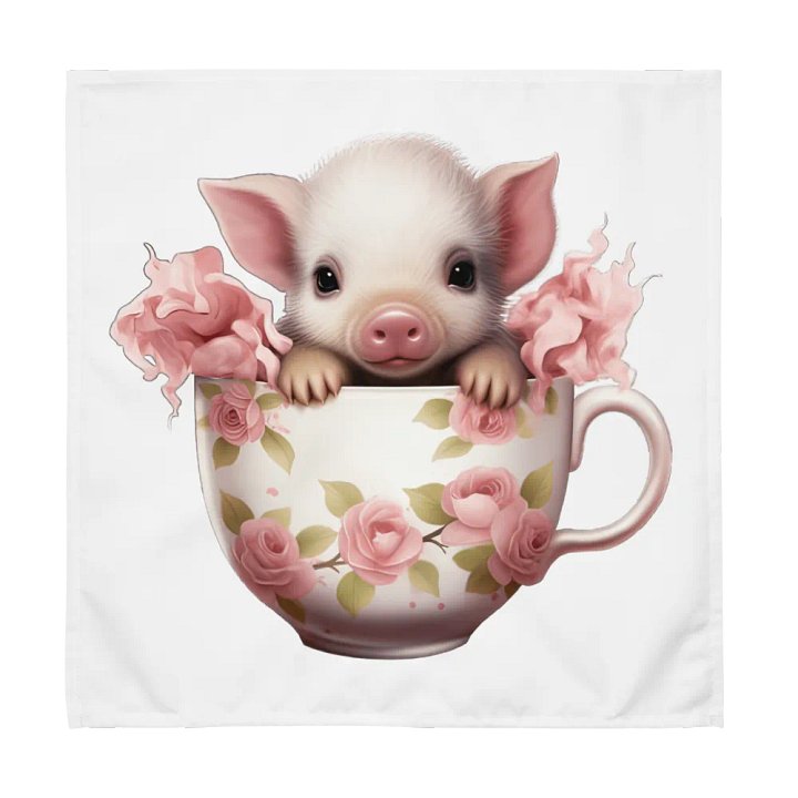 Whimsical Piglet Tea Cup Cloth Napkin Set product image (1)