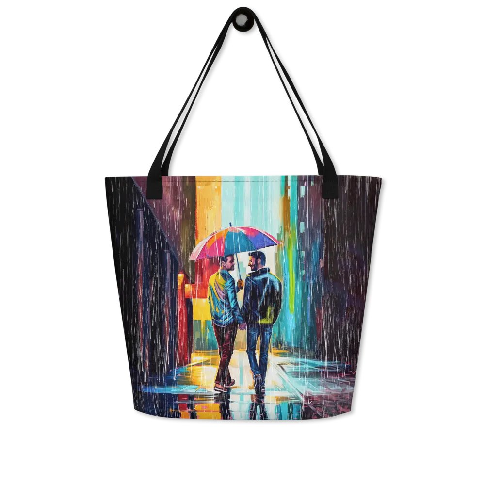 Gay Couple In The Rain – Colorful Two Hearts Tote Bag product image (9)