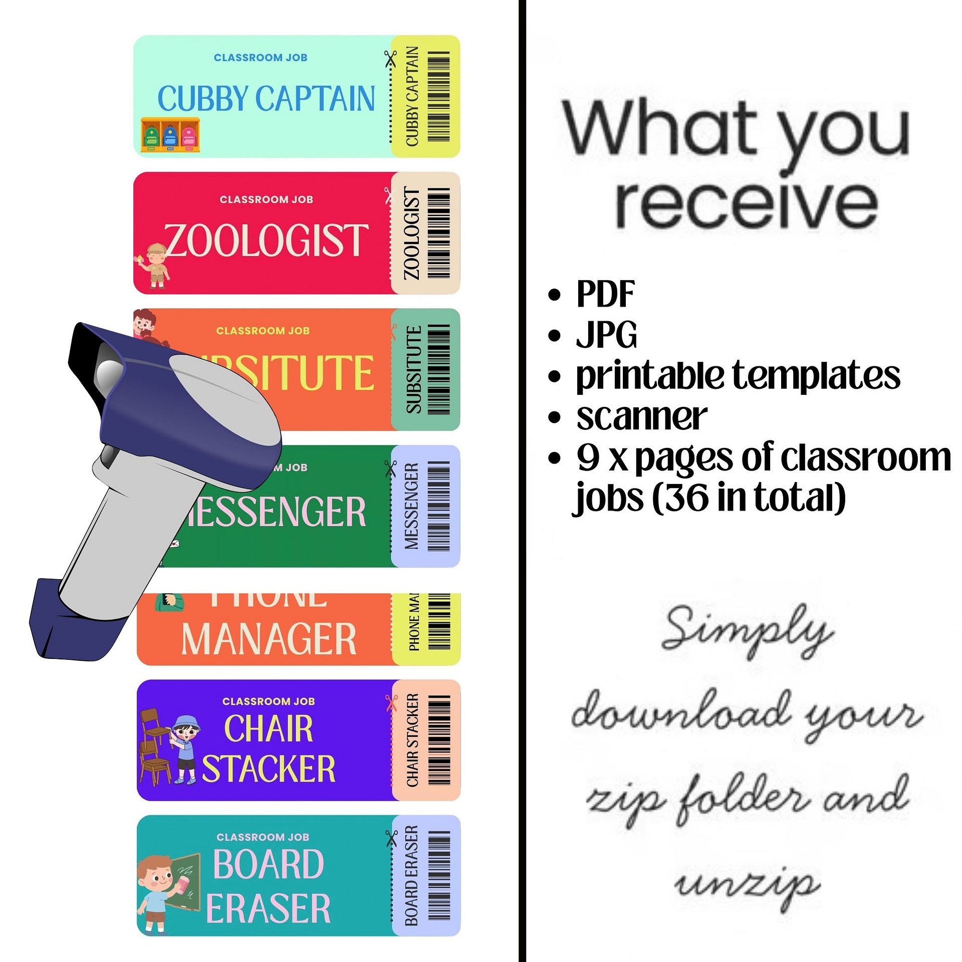 Classroom Jobs Printable Movie Ticket Bulletin Board Decor Student Helpers PDF product image (3)