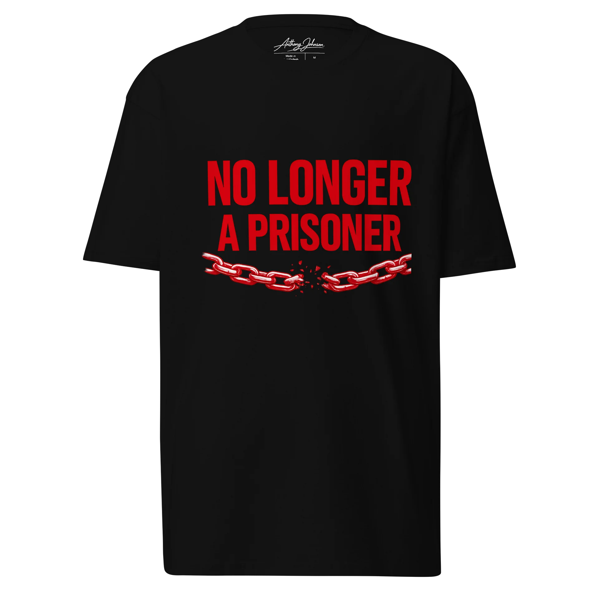 No Longer a Prisoner Tee – Available in Black & White product image (1)