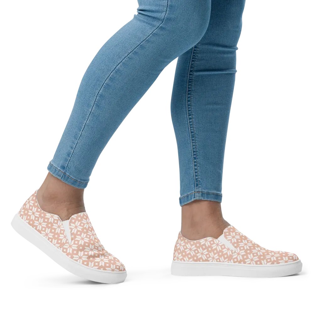 Pink Blossom Criss Cross Stitch Slip-Ons product image (1)