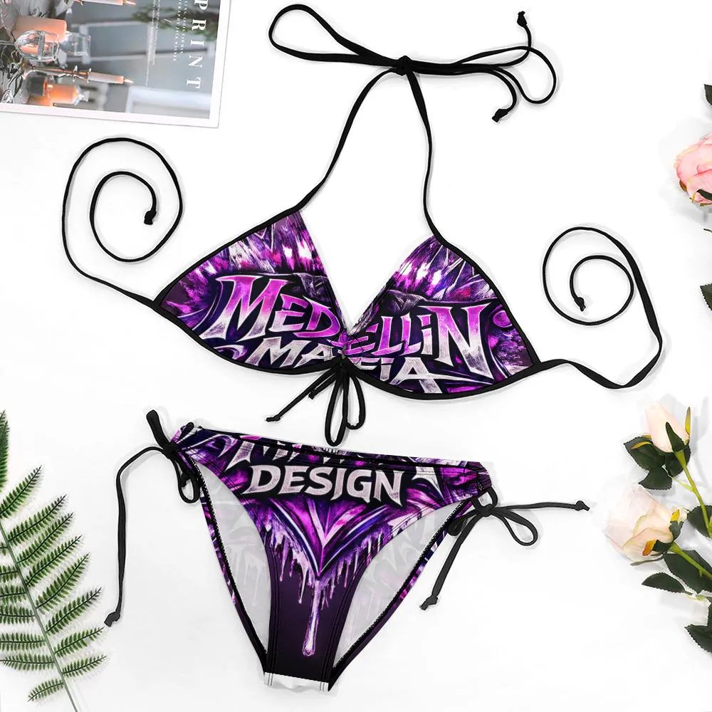 Purple Graffiti Plus Size Bikini Set | Medellin Mafia Design product image (3)