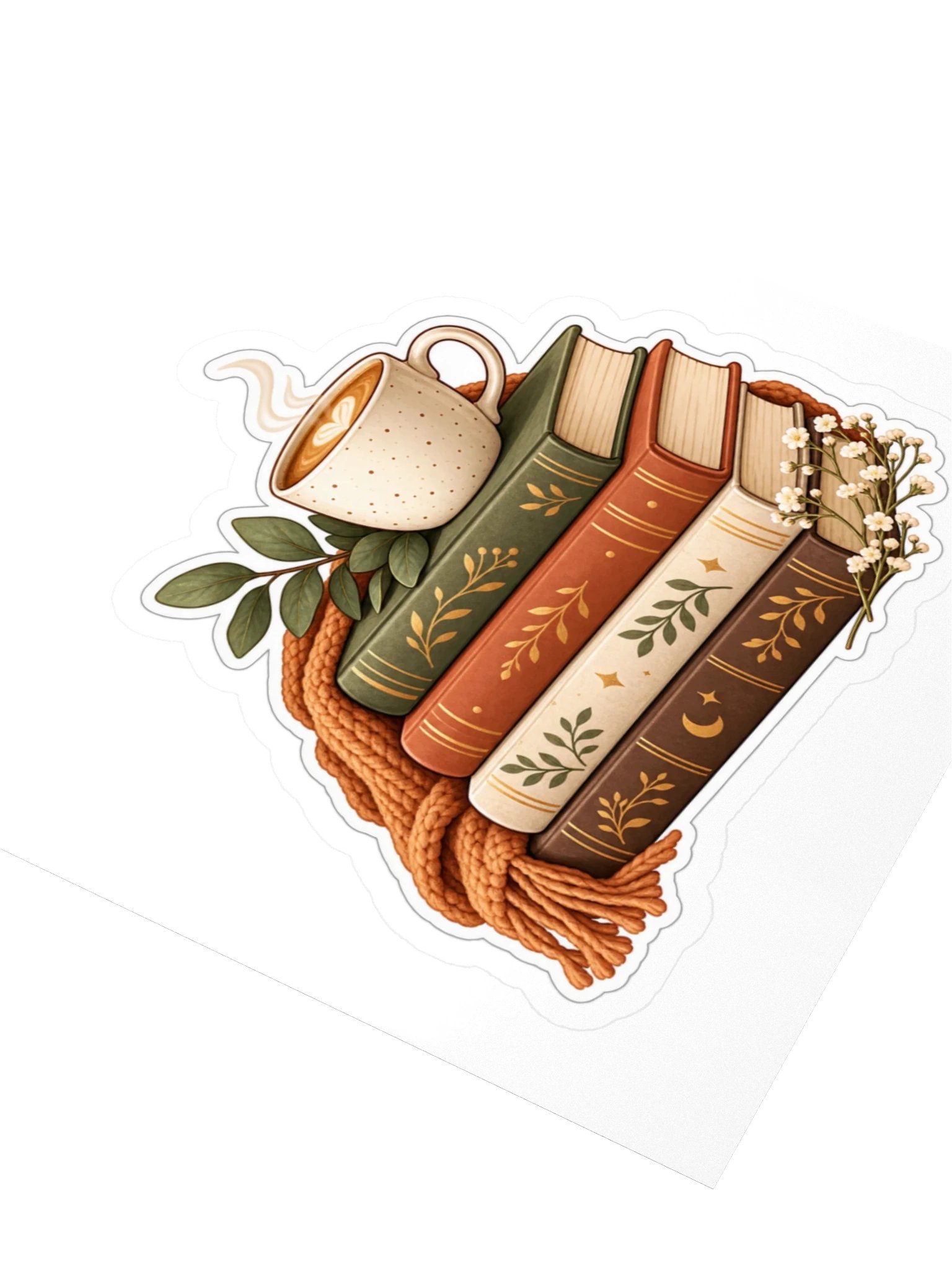 Cozy Book Stack Sticker | Book Lover Coffee & Reading Vinyl Decal product image (3)