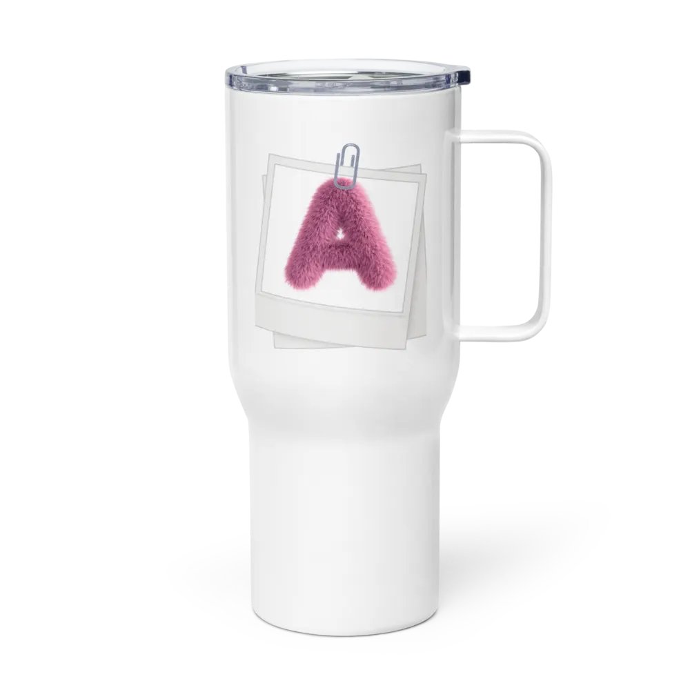 Fluffy Pink Fur Letter A Travel Mug product image (4)