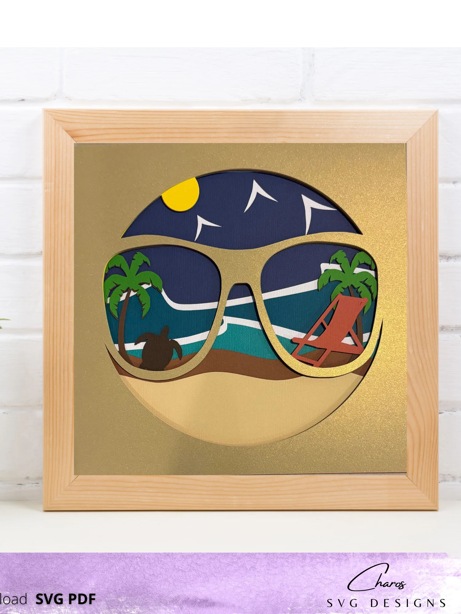 3D Summer Beach Shades SVG Layered Shadow Box Design product image (4)