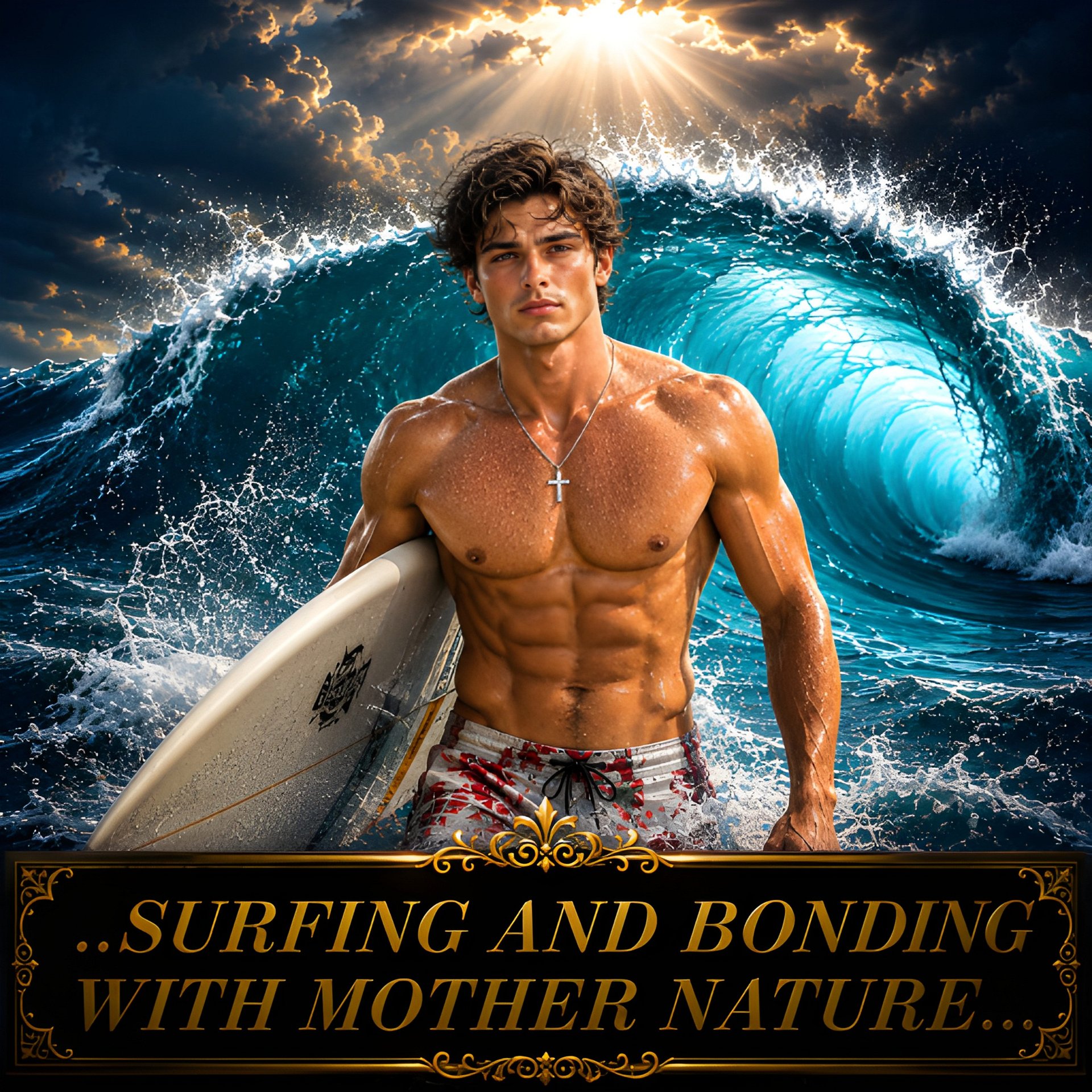 Christian Surfer Gift For Him Birthday Xmas Valentine Wall Art Digital Download 8K product image (2)