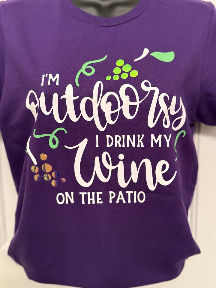 Im outdoorsy I drink wine on the patio tshirt product image (1)