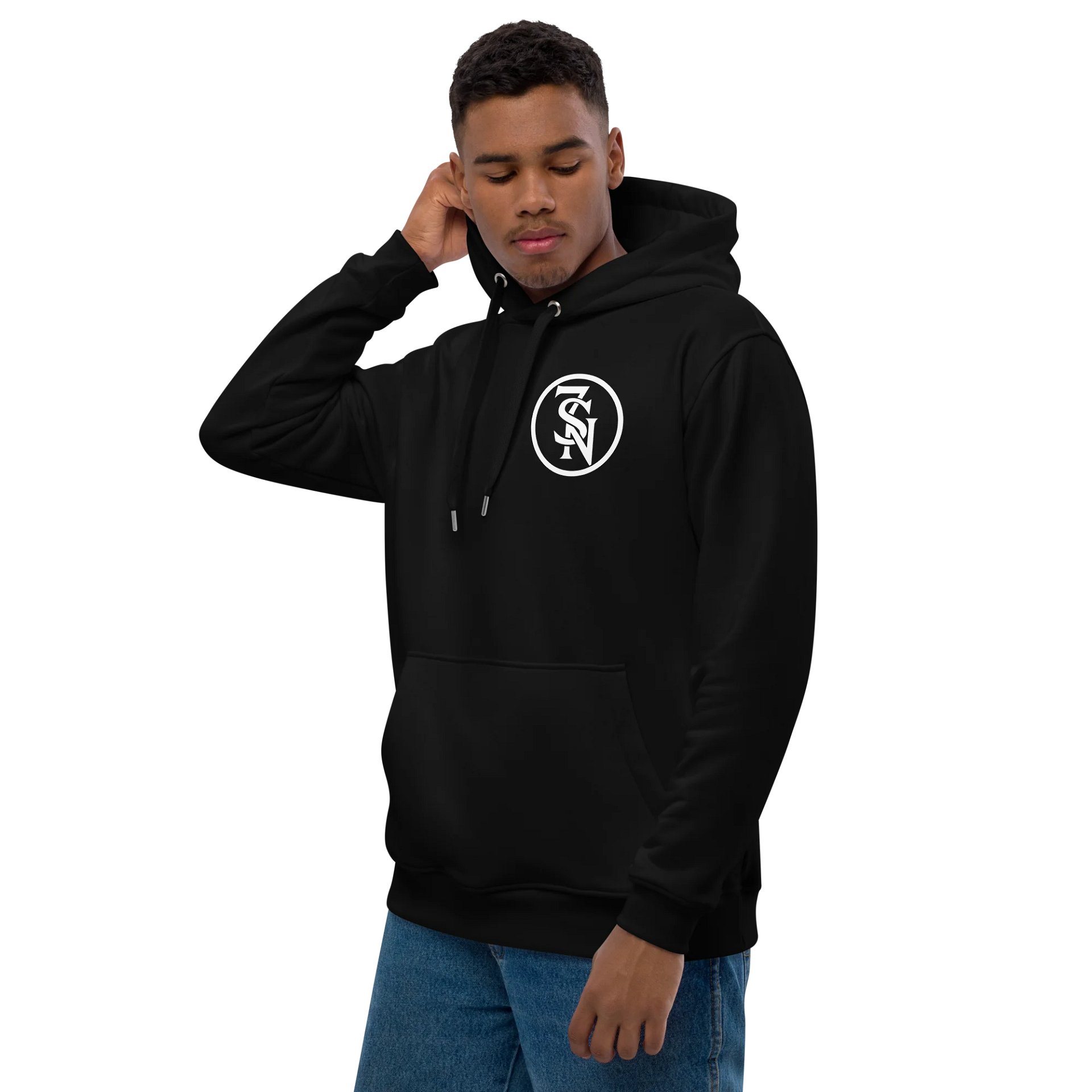 Seven Shades of Nothing White Logo on Black Premium Eco Hoodie product image (11)