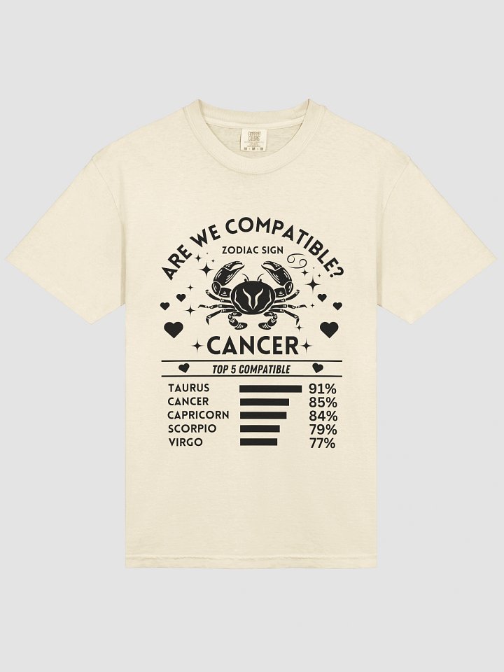 Cancer Zodiac Sign Romantic Compatibility T-Shirt - Light Comfort Colors 1717 product image (2)