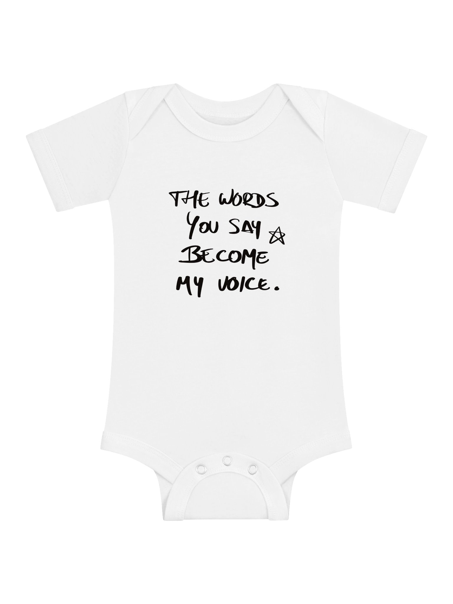 Conscious Parenting Baby Bodysuit, The Words You Say Become My Voice Onesie, Meaningful Baby Gift, Minimal Script Infant Outfit product image (1)