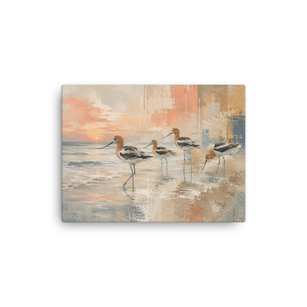 Tidal Gathering – Textured Avocet Coastal Canvas Art product image (2)