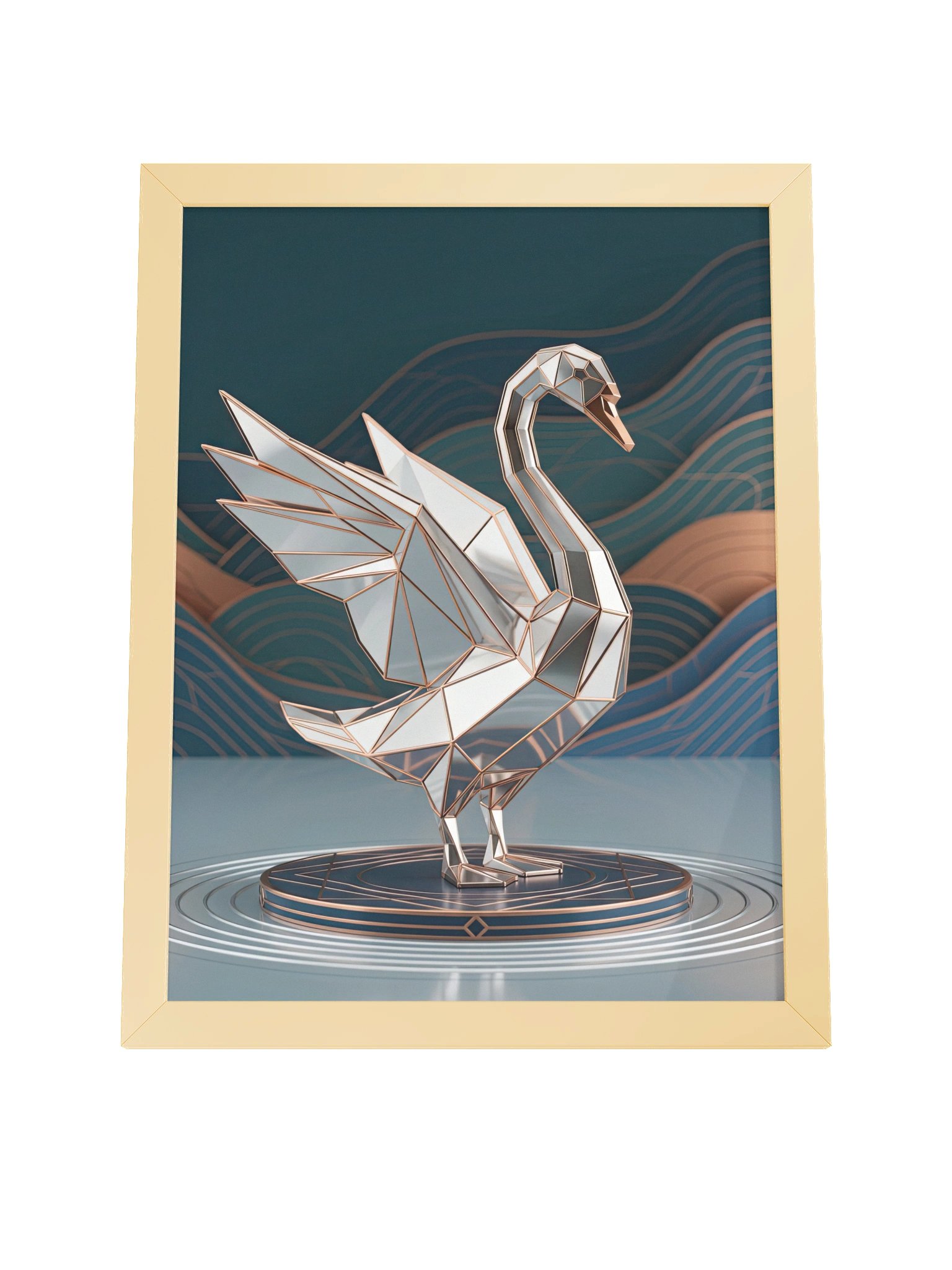Geometric Metallic Swan Framed Poster - Neo-Deco Wall Art product image (18)