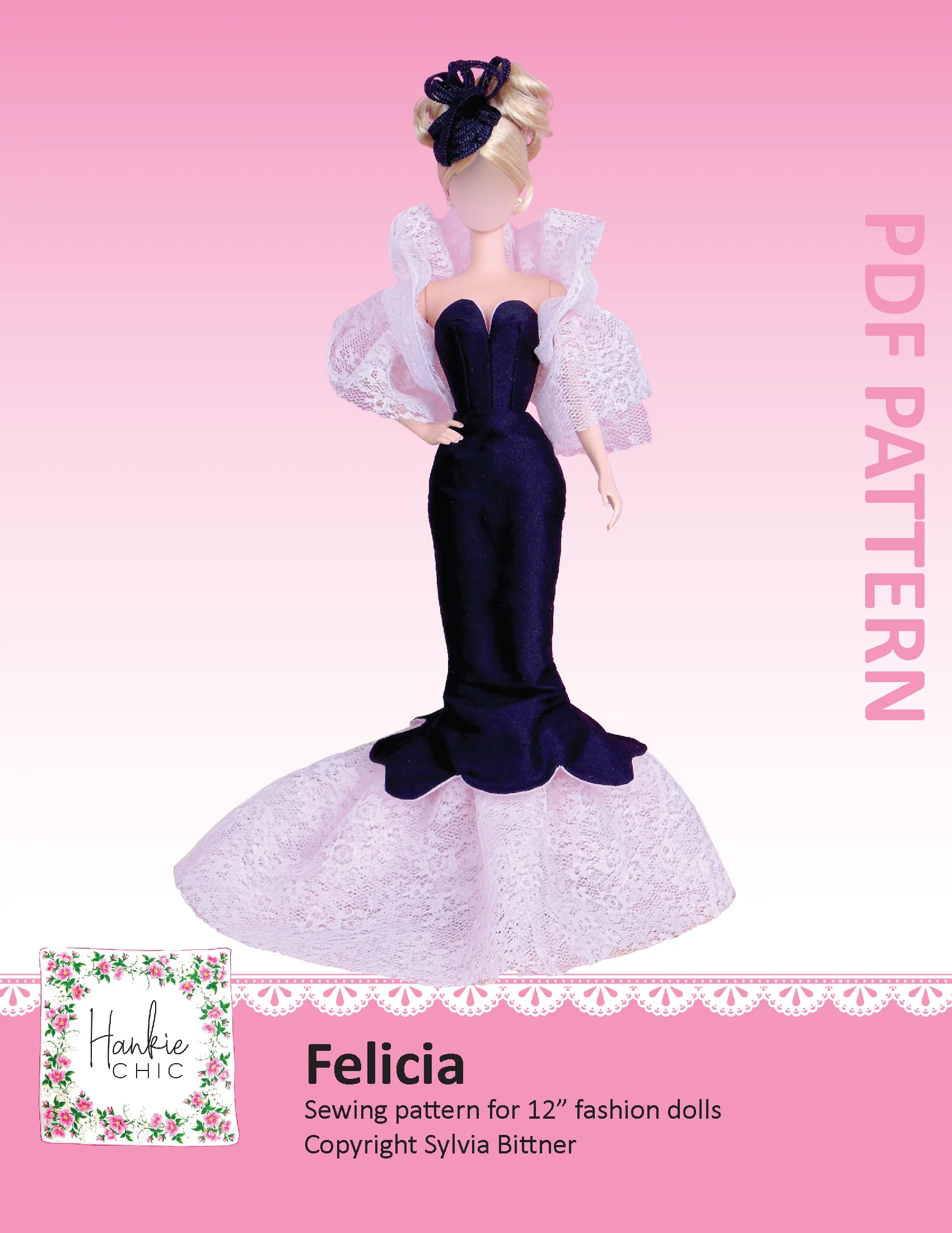 Felicia sewing pattern for 12" fashion dolls product image (1)