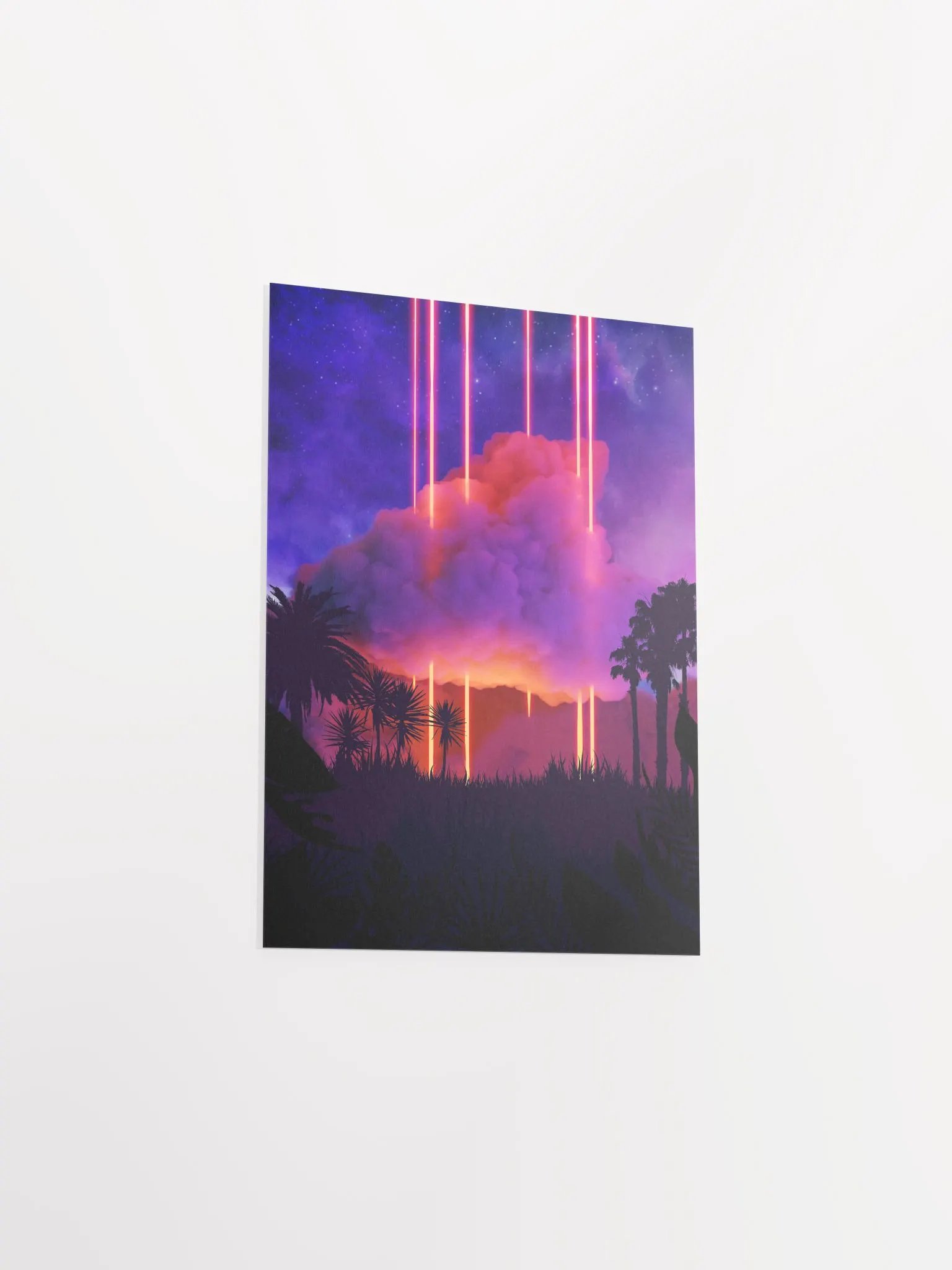 Neon palms landscape: Cloud [synthwave/vaporwave/cyberpunk] — Aesthetic retrowave poster product image (9)