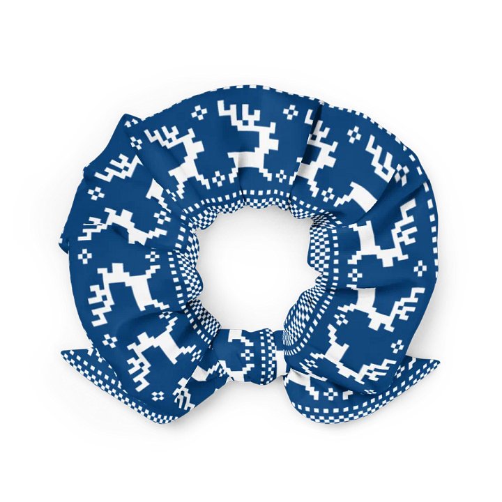 Winter Blue Reindeer Scrunchie with Bow product image (2)