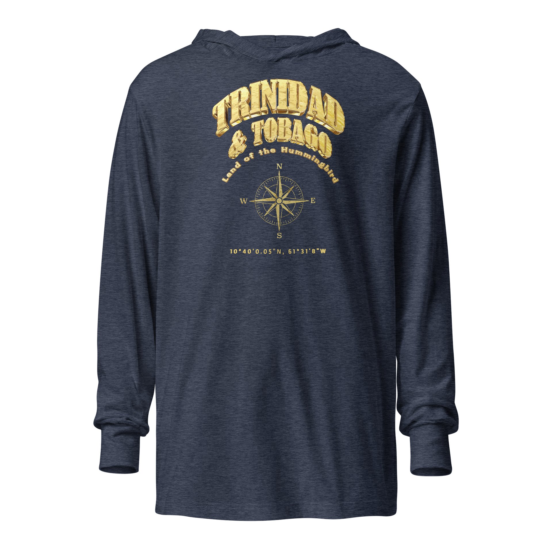 Compass - Trinidad and Tobago - Vintage Gold | Unisex Hooded Long Sleeve Tee product image (13)