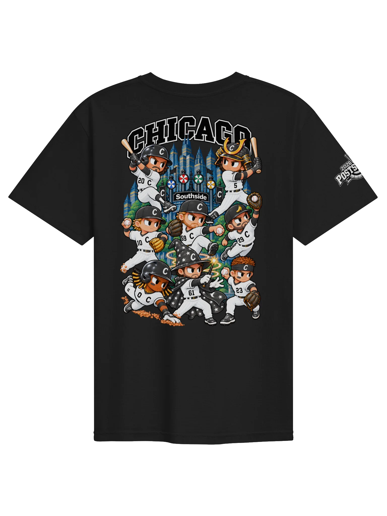 Chicago Southside Baseball 2026 "Postseason" Animated Player Back Print T-Shirt product image (2)