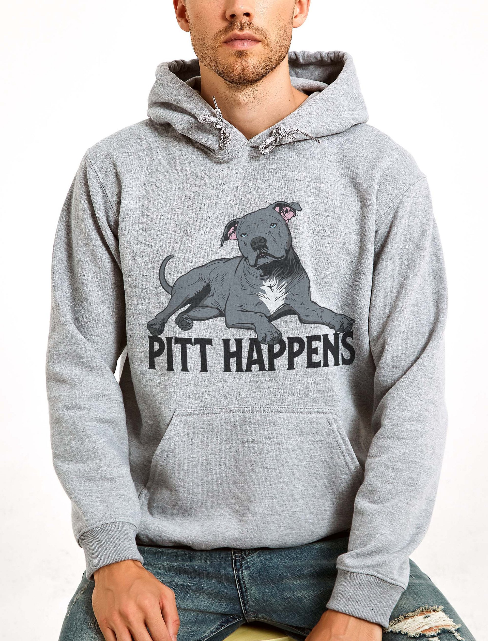 Pitt Happens Hooded Sweatshirt of a Pitbull Terrier(Blue) | Funny Hoodie for Pittie and Staffy Paw-rents product image (2)