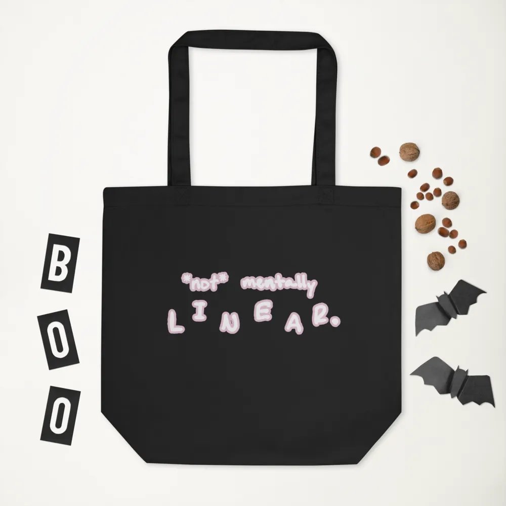 *not* mentally linear (lined design, #E1B9CE) tote bag product image (3)