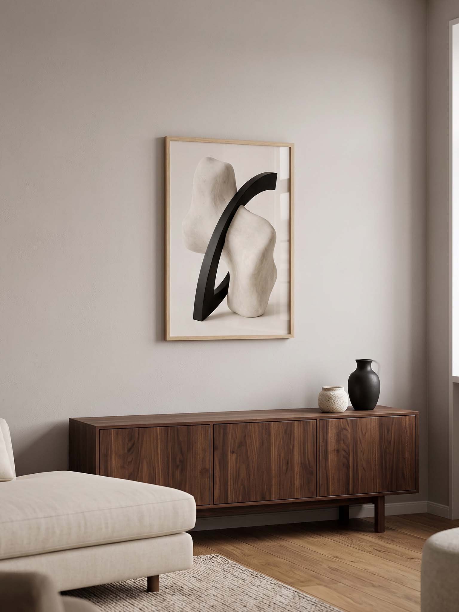 Black Arc & White Mass - Abstract Organic Sculptural Wall Art product image (37)