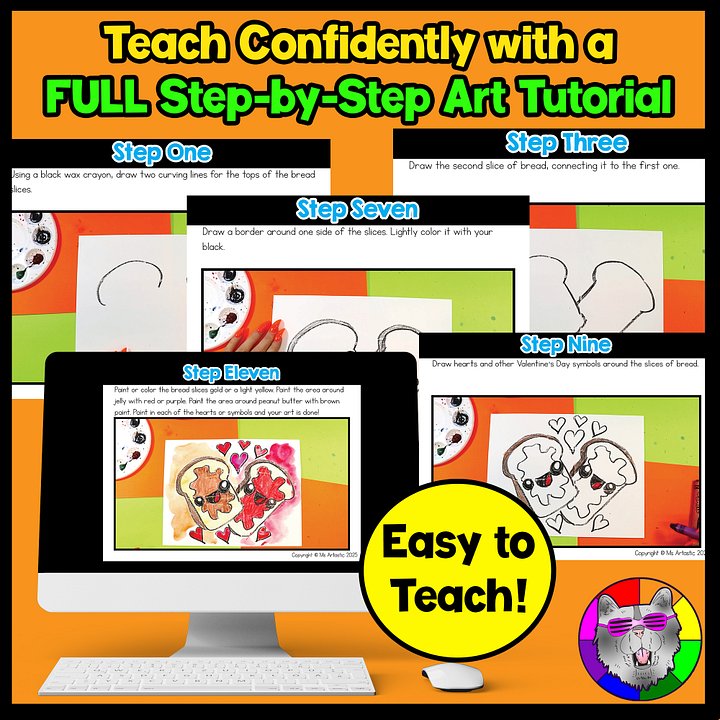 Valentines Day Art Project PB & J Art Lesson Valentine Art Activity V Day Craft Reading Comprehension Writing Activities product image (2)