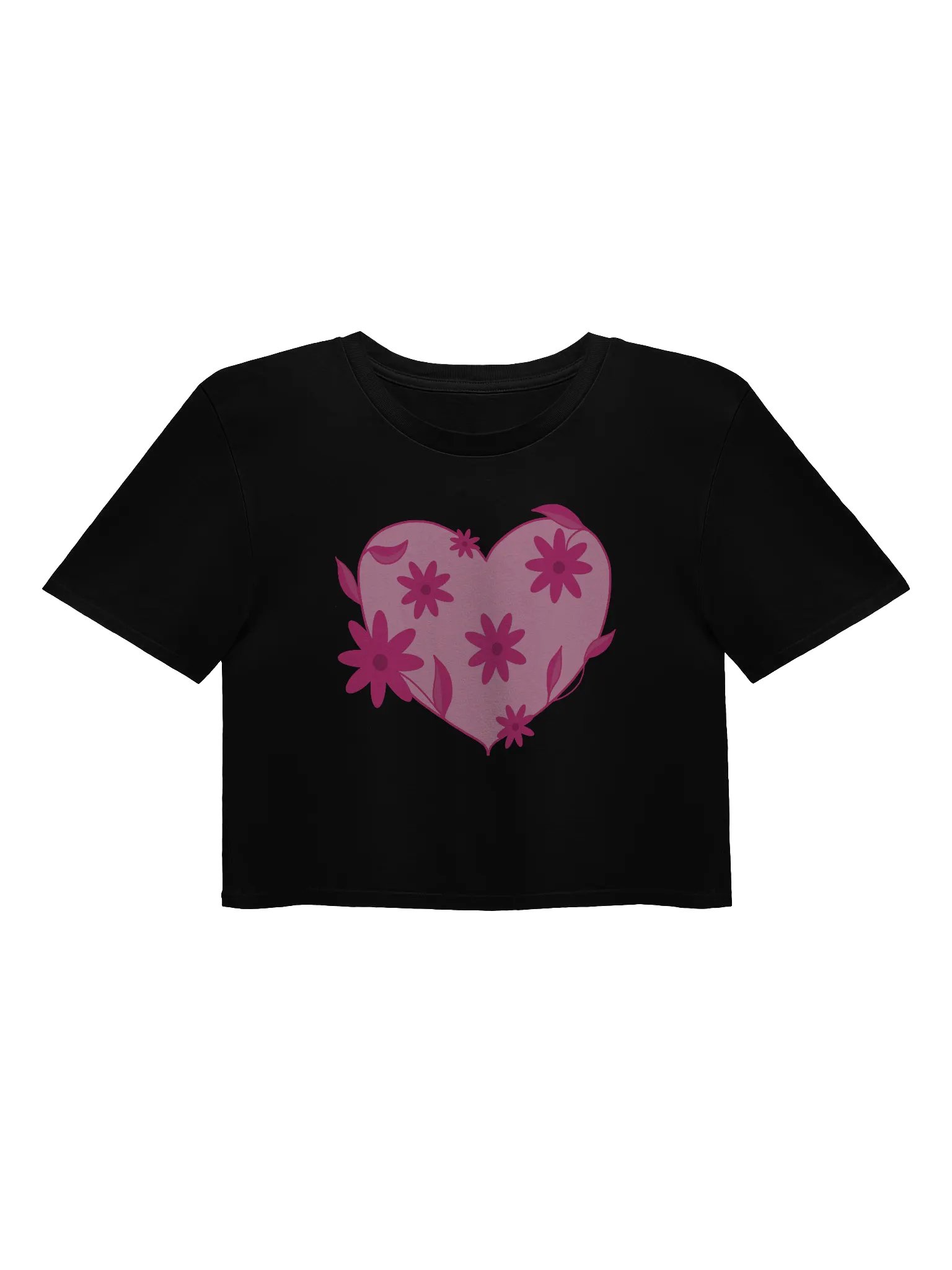Floral Pink Love Heart Women's Crop Top product image (5)