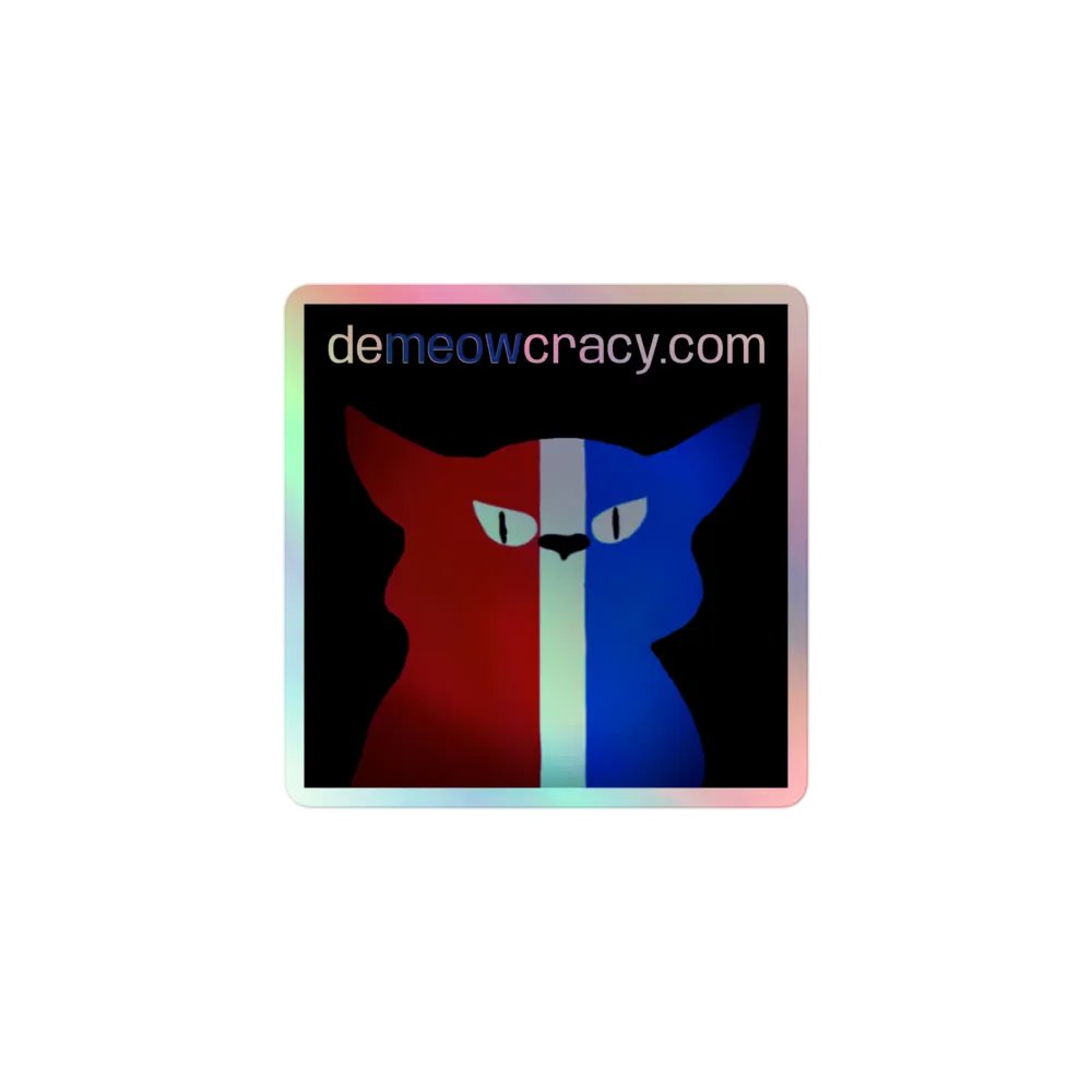 Holographic Demeowcracy Cat Sticker product image (1)