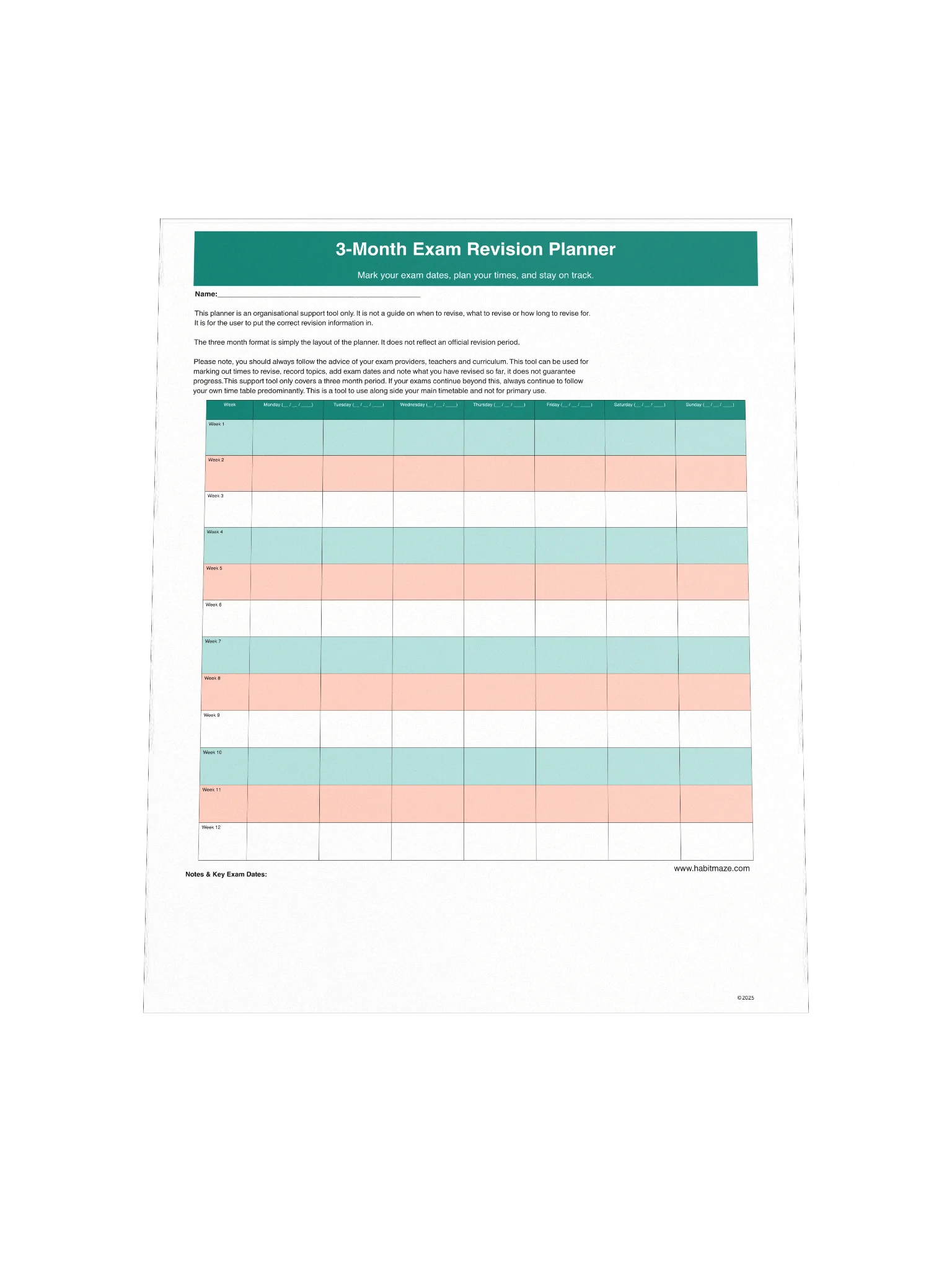 3 Month Exam Revision Planner product image (5)